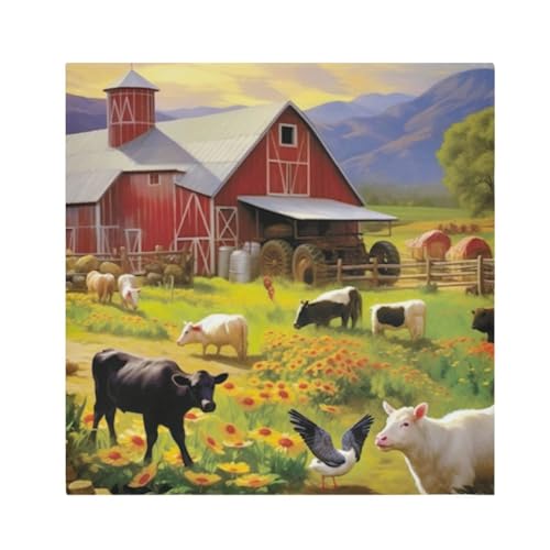 Servilletas de Tela Cuadradas Set x6 Satin Farm Animals miniatura 1