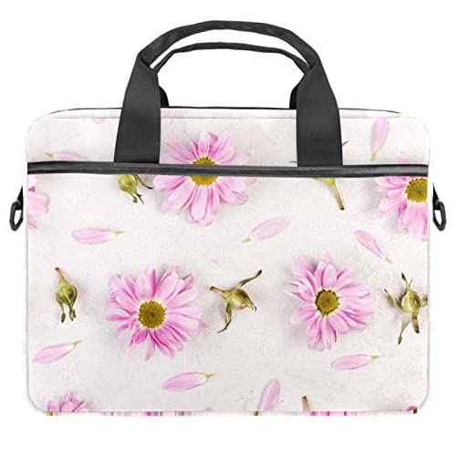 Sacoche à bandoulière pour ordinateur portable 13-14.5 pouces rose à motif pâquerettes