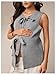 MakeMeChic Women's Maternity Sweater Vest Tie Front Sleeveless Knit Pregnancy Outerwear Grey X-Large