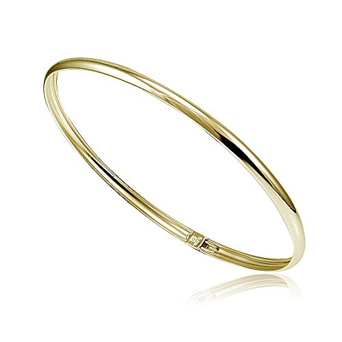 Image of Hoops & Loops - Sterling Silver High Polished Flex Bangle Bracelet | Sterling Silver, Yellow and Rose Gold Flash Plated