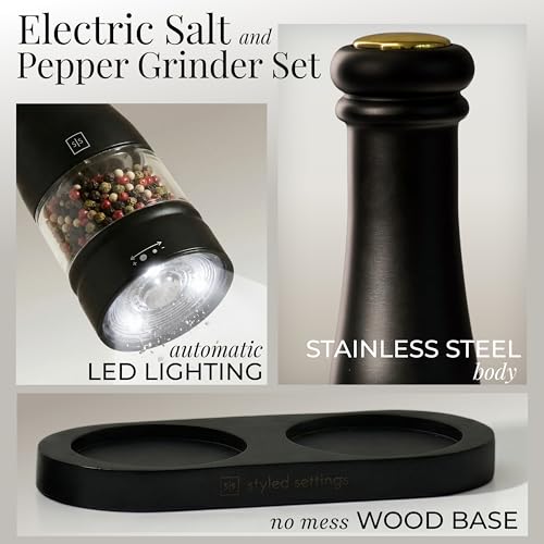 Styled Settings Electric Salt and Pepper Grinder Set, Black & white by STYLED SETTINGS - Image 4