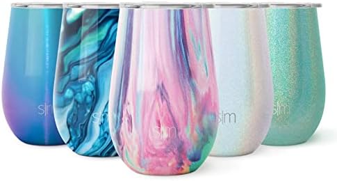 Simple Modern Wine Tumbler with Lid | Cute Stemless Glass Cup with Press-In Lid | Insulated Stainless Steel Coffee Mug | Gifts for Women Men Him Her | Spirit Collection | 12oz | Opal Tide