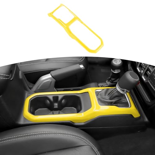 RT-TCZ for Jeep JL Gear Shift Cup Holder Panel Trim Cover for Jeep Wrangler JL JLU 2018 up for Gladiator JT 2020 up Yellow Interior Accessories