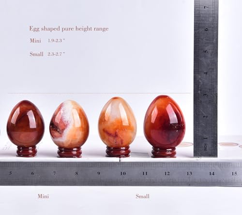 Image of AMOYSTONE Red Agate Egg for Home Office Desk & Garden - Banded Natural Stone Decorative Figurine, Easter Gift for Her (2.3-2.7 inch, 7 oz Each)