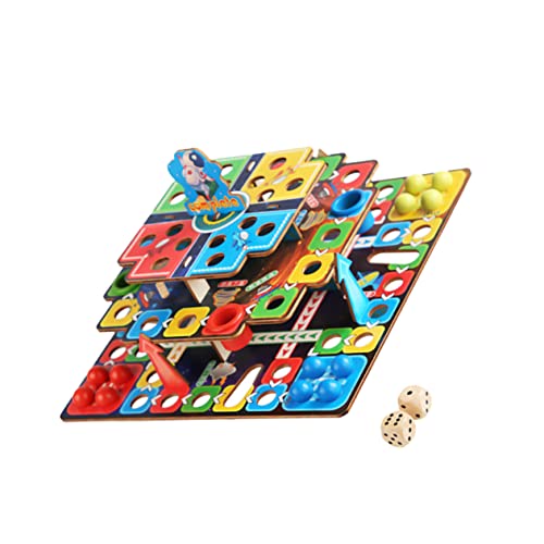 Toyvian Adult Tiys 1 Set Three-Dimensional Flying Chess Travel Educational Childrens Wooden Chinese Checkers Wooden Ludo Game Parent- Interaction Board Game Kit 3D Travel Chess #TOP25