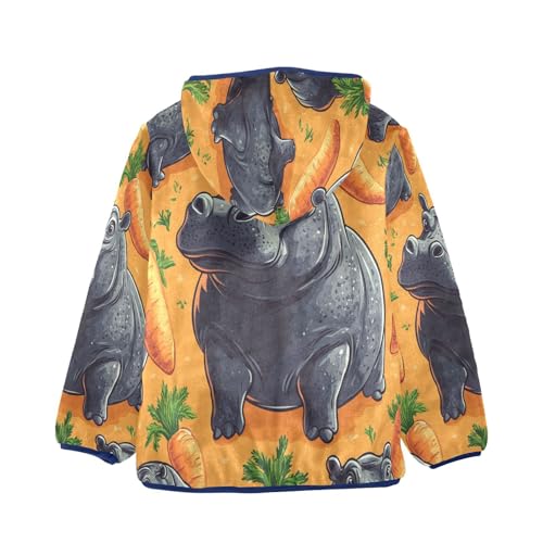 Hippo Carrot Toddler Fleece Jacket Girl Boys Hooded Fleece Jacket Coat Warm Outwear Zip-up 3-10T2