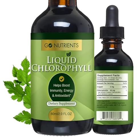 Go Nutrients Liquid Chlorophyll - Chlorophyll Liquid Drops with Mulberry Leaf Extract & Copper - Supports Skin, Digestion & Energy - Internal Deodorizer - Minty Fresh Herbal Detox Supplement - 2oz Cover