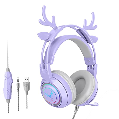 Ronyme Fone de ouvido para jogos com fio, leve, com microfone, USB de 3,5 mm, fone de ouvido com can