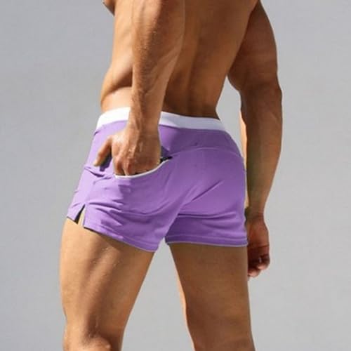 Men's Slim Square Leg Swim Briefs Side Split Quick Drying Beach Swim Trunks Athletic Swimwear Surf Bathing Suit2