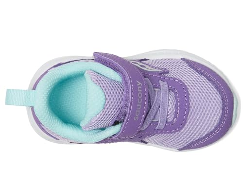 Saucony Kids (Vida) Kids Ride JR. Sneaker, Purple/Turq, 8.5 Wide US Unisex Toddler2