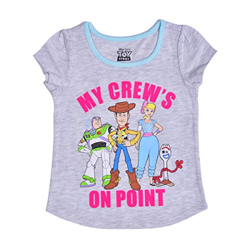 Disney Toy Story Girl's 4 Pack T-Shirts for Toddler and Little Kids – Pink/Blue/Grey2