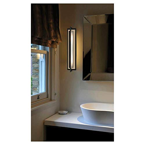 Image of Feiss WB1452BS Mila Mirrored Glass Wall Vanity Bath Sconce Lighting, Satin Nickel, 2-Light (5 inchW x 24 inchH) 80watts