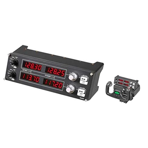 Logitech G Saitek Pro flygradiopanel, professionell simuleringsradiostyrenhet, 4 separata LED-skärmar, modulär och anpassningsbar, USB, PC - svart