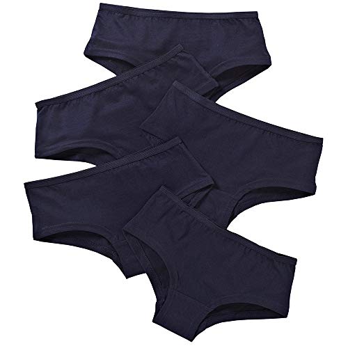 Image of Just Essentials Girls 5 Pack Cotton Plain Hipster Briefs Pants Knickers Back to School UK Seller - Navy - 5/6 Years