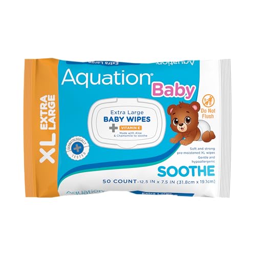 Image of Baby XL Soothe Wipes - Extra Large 12.5x7.5 inch Gentle Baby Wipes with Aloe, Chamomile & Vitamin E - Hypoallergenic, Alcohol-Free, Dermatologist Tested, Gentle Care (50 CT, 6 Pack, 300 Total)