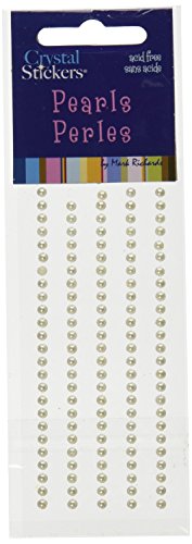 Mark Richards Elements Pearl Stickers 1951 120-Piece Self-Adhesive Embellishment, 3mm, Natural Pearl