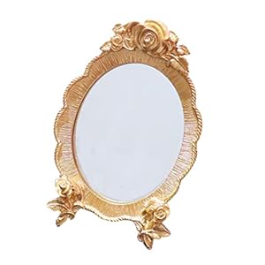 FRCOLOR Beauty Mirror Vintage Table Mirror Women Supply Vintage Makeup Mirror Standing Mirror Antique Table Mirror Retro Cosmetic Mirror Living Room Mirrors Vertical Resin Desktop Mirror