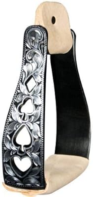 Showman Black Aluminum Stirrups w/Silver Engraving & Cut Out Poker Suit Design! New Horse TACK!