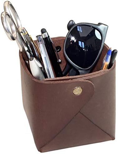 Hide & Drink, Leather Large Desk Organizer / School & Office Supplies / Decoration / Pen Case / Accessories, Handmade Includes 101 Year Warranty :: Bourbon Brown