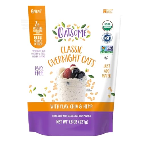 20% coupon - ★Oatsome Organic Overnight Oats with Chia, Flax, & Hemp, 7.8oz