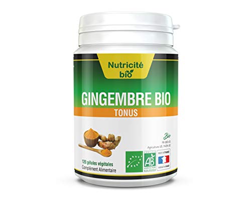 Gingembre Bio - 120 gélules vegetales - Nutricite-Bio - Petits maux de l'hiver ou Fatigue intense - La qualité Bio à portée de main Cover