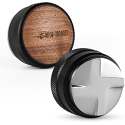 MHW-3BOMBER Espresso Coffee Distributor 53.35mm, Espresso Distribution Tool with Wooden Lid, Adjustable Height Coffee Leveler with Non-slip for 54mm Portafilters, Espresso Accessories T6091L4
