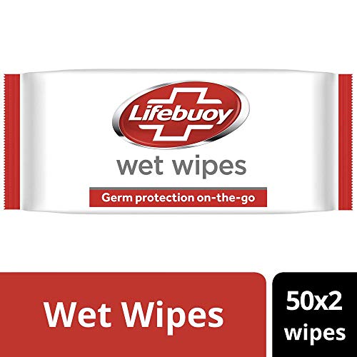 Image of Lifebuoy Wet Wipes Germ Protection On the Go|| 50 Wipes (Pack of 2)