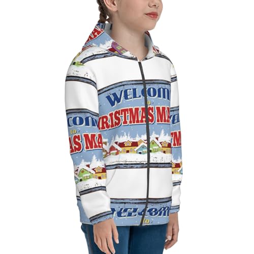 Welcome to Christmas Market Kid Hoodies Boys Zip Up Sweatshirts Girls Pullover with Pocket4