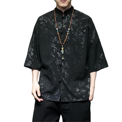 Chemise d'été style chinois gaufré légère pour terrasses et vacances