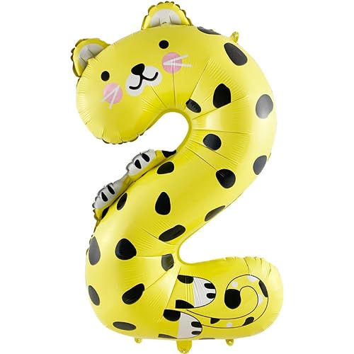 DIWULI Globo de Cumpleaños 2 Años Jungla Número Decoración