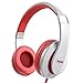 Kids Headphones Elecder i41 for Kids Children Girls Boys Teens Foldable Adjustable On Ear Headphones with 3.5mm Jack for iPad Cellphones Computer MP3/4 Kindle Airplane School White/Red