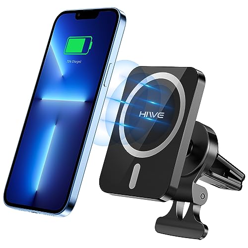 Wireless Car Charger: Magnetic Phone Car Mount for iPhone 16/15/14/13 /12 Series – 15w Car Phone Holder Mount Charger for Mag-Safe Compatible with iPhone 16/15/14/12/ 13 Pro Max Mini (Silver)