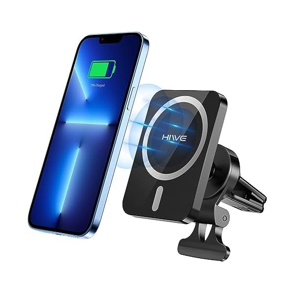 Wireless Car Charger: Magnetic Phone Car Mount for iPhone 16/15/14/13 /12 Series – 15w Car Phone Holder Mount Charger for Mag-Safe Compatible with iPhone 16/15/14/12/ 13 Pro Max Mini (Silver)