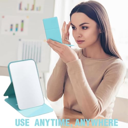 Image of Travel Mini Makeup Mirror(11x 7cm),Portable Folding Mirrorwith Stand,Light Weight and Slim Design for Purse,Use Anywhere,Easy Portability,Fits in Purse,Bag,Pocket (Green, Pack of 1)