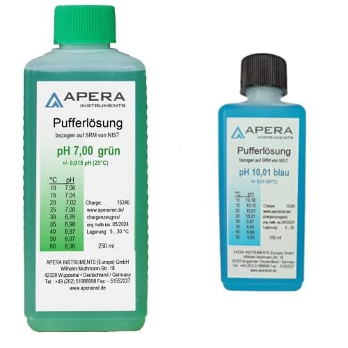 Solution d'étalonnage pH 7.00 et 10.01 pour étalonner un pH-mètre