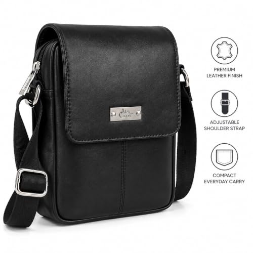 Image of Allen Cooper Premium Leather Sling Bag for Men | Crossbody Messenger Bag with Adjustable Shoulder Strap | Travel Organizer Shoulder Bag for Daily Use, Office & Outdoor Carry
