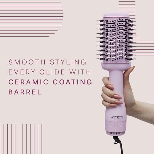 Winston 2 in 1 Hair Styling Blow Brush for Women - 1200 Watts | Hot Air Brush, Hair Volumizer Brush, Hair Blow Dryer Brush with Charcoal Bristles for Salon-Quality Volume and Shine (Pink)