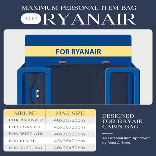 Hayayu Mochila Viaje Cabina Avion 40x20x25, Mochilas Cabina para Ryanair 40x30x20cm Maletas De Viaje Mujer Hombre Equipaje De Mano 40x20x25 Bolsa 20L con Orificio De Carga Y Bolsillo Antirrobo - imagen 3