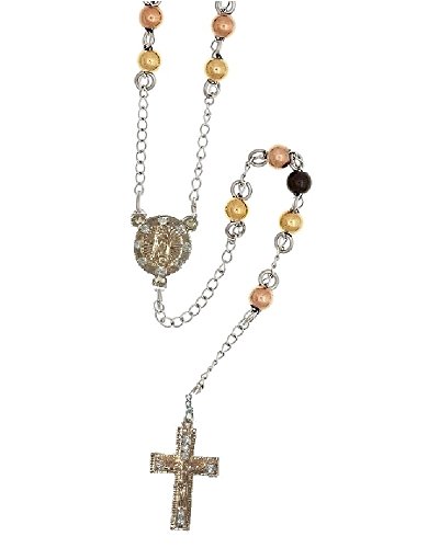 Preisvergleich Produktbild Rosenkranz Kette Kreuz Gebetskette Kreuzkette Silber-Gold-Rosegold