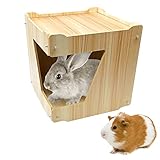BNOSDM Rabbit Wooden Hideout Extra Large Rabbit Castle Wooden Hideout for Chinchilla Small Animals Strong, Ventilated, Detachable Wooden House for Guinea Pig Rabbit Cat Small Animal