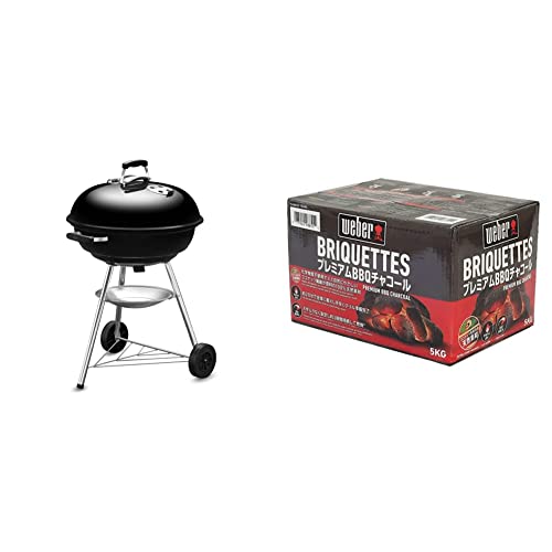Weber(ウェーバー) バーベキュー コンロ 直径57cm コンパクトケトル 炭 キャンプ 10-12人用+ バーベキュー コンロ 安心,安全BBQ チャコールブリケット(炭)5s Box入り 人,環境,食材に優しい100%自然素材 【日本正規品】 18