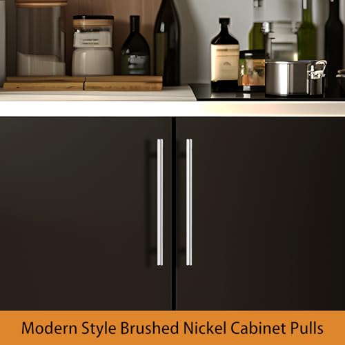 Image of Probrico 10 Pack|Polished Chrome Kitchen Drawer Pulls 10 inch Hole Centers, Euro T Bar Cabinet Handles in Chrome Dresser Pulls Kitchen Cabinet Hardware 256mm Holes