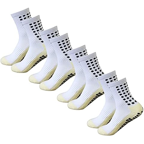 Yufree Men's Soccer Socks Anti Slip Non Slip Grip Pads for Football Basketball Sports Grip Socks, 4 Pair Cover