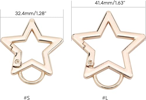 2Pc Silver Star Shaped Stainless Steel Keychain Clip Carabiner Snap Hook Holder Star Carabiner Hook Clip Key Holder Carabiner Clip for Keys and Wallet with Key Chain Rings Accessories (S&M)