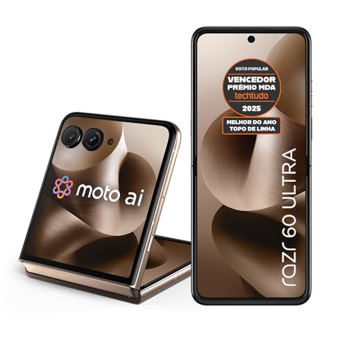 Smartphone Motorola Razr 60 Ultra - 1TB 32GB (16GB RAM+16GB Ram Boost) Snapdragon 8 Elite Tela dobrável 7" e externa 4” Moto AI 50MP camera - Madeira