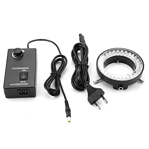 Anillo de luz LED para microscopio de 3,5 W, luz de iluminación de lámpara de anillo ajustable de brillo de lámpara iluminador LED para microscopios 100-240 V(Normativas europeas) Cover