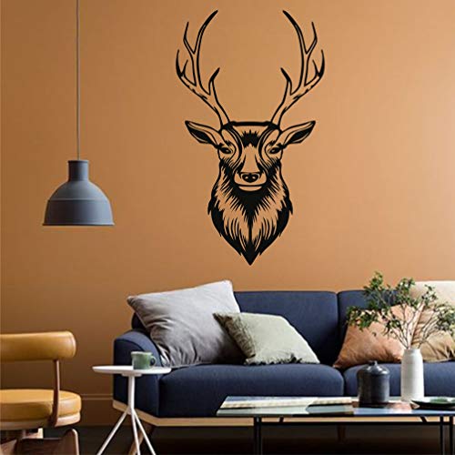 Dekadron Art mural cerf, décoration murale en métal, tête de cerf en métal avec bois (35x60cm)