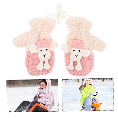 SAFIGLE 1pair Cute Plush Mittens for Girls Thickened Warm Design for Cold Weather Great for Christmas and Year Stylish and Accessories for Any Outfit3