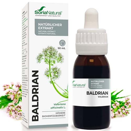 Baldrian Tropfen Hochdosiert 180mg/ml 50ml - Reduziert Stress & Unruhe und Unterstützt Besseren Schlaf - Valerian Root Stress Tropfen - Soria Natural