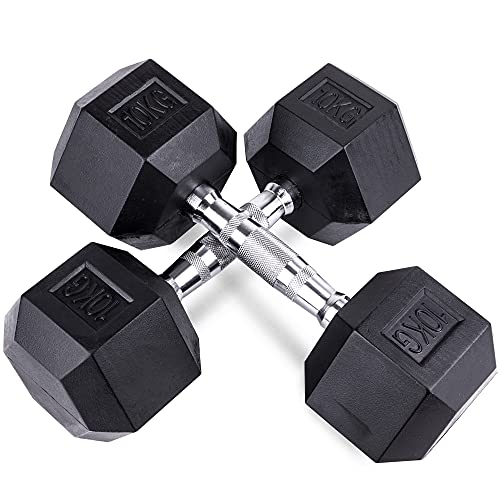 unycos - Manubrio con nucleo bilanciato - Rivestito in gomma - Peso corto per allenamento funzionale | Uso all aperto - Bodybuilding - Push Up Walks - Cross-Training (2 unità x 10 Kg)